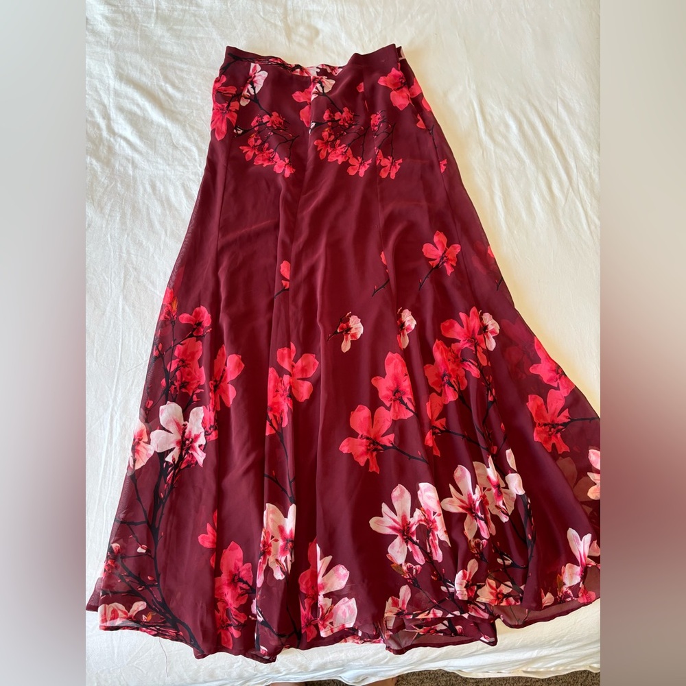 New York & Company Red floral Maxi Skirt